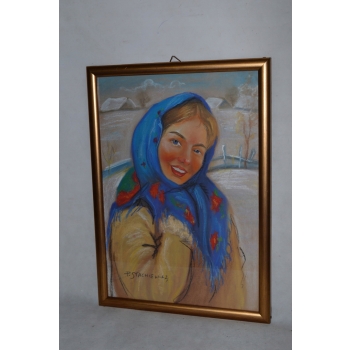 P. STACHIEWICZ - PORTRET GÓRALKI - STARA PASTEL