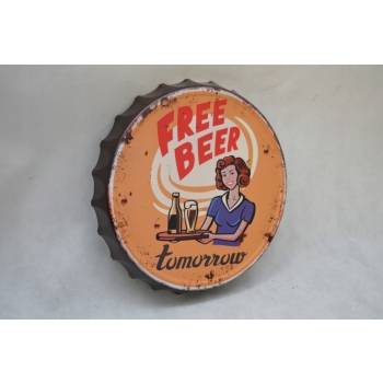 BLASZANY SZYLD - KAPSEL FREE BEER TOMORROW - 36CM