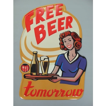 BLASZANY SZYLD - FREE BEER TOMORROW - DARMOWE PIWO