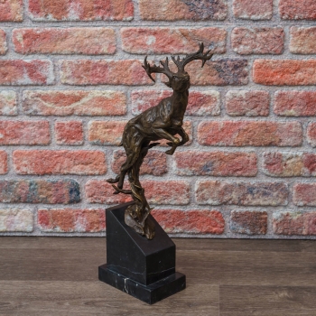 SKACZĄCY jeleń myśliwska FIGURA Z BRĄZU rzeźba syg