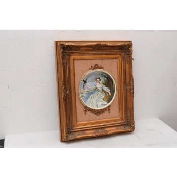 OBRAZ NA PORCELANIE - ZŁOTA RAMA - ARYSTOKRATKA