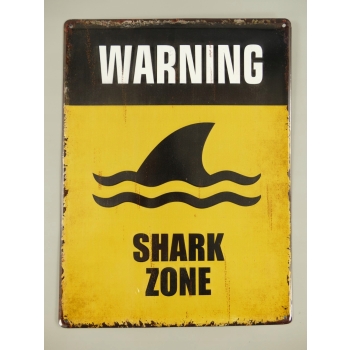 BLASZANY SZYLD - WARNING SHARK ZONE - REKINY