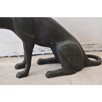 Siedzący Gepard Puma Art Deco kot figura z brązu