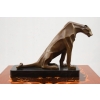 Siedzący Gepard Lampart Art Deco - Figura z brązu