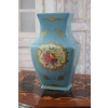 Niebieski Wazon Malowany Złocony Porcelana + Brąz