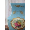 Niebieski Wazon Malowany Złocony Porcelana + Brąz