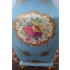 Niebieski Wazon Malowany Złocony Porcelana + Brąz