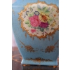 Niebieski Wazon Malowany Złocony Porcelana + Brąz