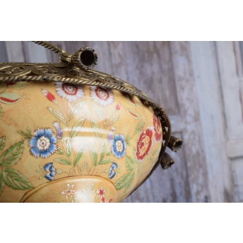 Koszyk Patera w kwiaty Vintage Porcelana + Brąz