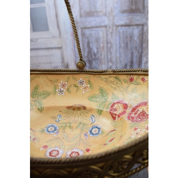 Koszyk Patera w kwiaty Vintage Porcelana + Brąz