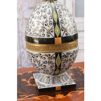 Duże Jajo - Szkatuła Jajko - Porcelana + Brąz