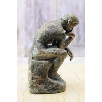 Żeliwna Figura Myśliciel - Zamyślony Człowiek - Vintage Rzeźba Posąg Rodin