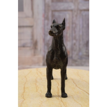 Pies Doberman - Figura Rzeźba z Brązu - Unikat