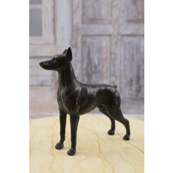 Pies Doberman - Figura Rzeźba z Brązu - Unikat