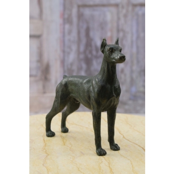 Pies Doberman - Patynowana Figura Rzeźba z Brązu - Unikat