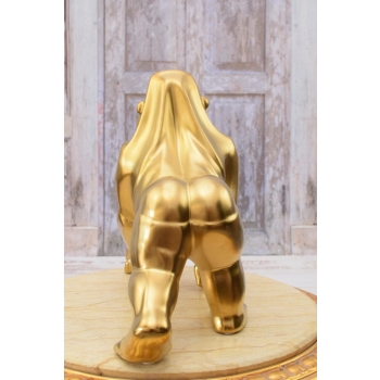 Nowoczesna Figura - Goryl Małpa - Ceramika Złocona - Abstrakcja