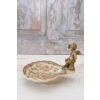 Porcelanowa Mini Patera - Mydelniczka - Porcelana + Figura z Brązu Amor