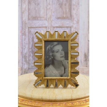 Złota Ramka na Zdjęcia Art Deco - Obraz Kryształki - Prezent Ślub