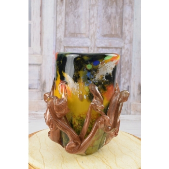 Szkło Murano Style - Wazon Flakon - Pomarańczowy Czarny - Włochy - Prezent