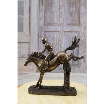 Dżokej na Koniu - Polo - Skaczący Koń - Złocona Figura Figurka Prezent