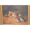 OBRAZ OLEJ - 4 kotki KOT rodzina - Piękny Obraz Złota Rama