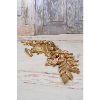 Złoty Dekor Ścienny na Zawieszce - Kwiaty - Lusterko 15x46cm