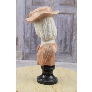 Popiersie Arystokratki - Marmurowa Figura - Dama Kameliowa w Kapeluszu