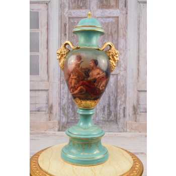 Muzealny Porcelanowy Malowany Wazon - Waza - Amfora Puchar Malowana Złocona