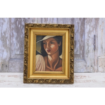 TAMARA De Łempicka - Portret Kobiety - Art Deco - Stary Obraz Olejny