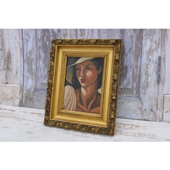 TAMARA De Łempicka - Portret Kobiety - Art Deco - Stary Obraz Olejny