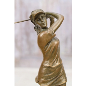 Golfistka Golf - Figura z Brązu Rzeźba Posąg - Prezent Golf