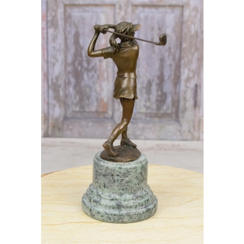 Golfistka Golf - Figura z Brązu Rzeźba Posąg - Prezent Golf