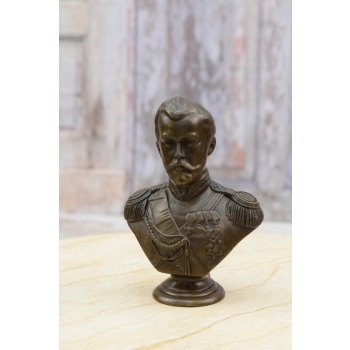 Popiersie z Brązu - Car Mikołaj II - Rosyjska Figura z Brązu