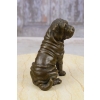Siedzący Pies Shar Pei Szarpej Buldog - Figura Rzeźba z Brązu