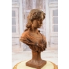 Żeliwna Stara Figura - Popiersie Kobiety - Dama Kameliowa - Secesja
