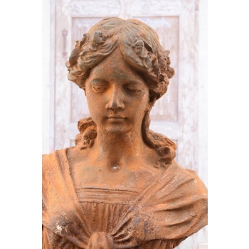 Żeliwna Stara Figura - Popiersie Kobiety - Dama Kameliowa - Secesja