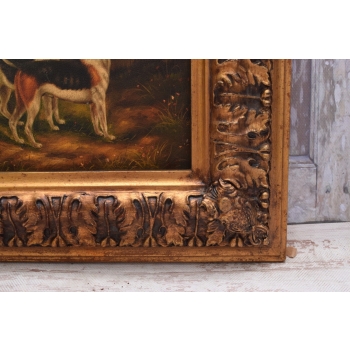 Psy Myśliwskie - Beagle - Pies - Obraz Olejny - Złota Rama 42x37
