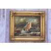 Wzburzone Morze Statki - Marynistyka - Obraz Olejny Marynarz - Złota Rama