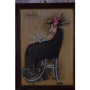 Franciszek Starowieyski - Obraz Pastel Za Szkłem - Abstrakcja Potwór