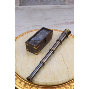 Elegancka Mosiężna Luneta w Drewnianym Etui - London 1915