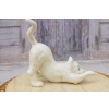 Żeliwny Stoper do drzwi - Figura Biały Kotek - Kot - Zabawa Kotka