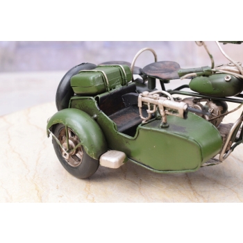 Metalowy Model Motor Motocykl z przyczepą zielony