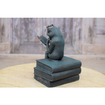 Żaba Czytająca Książkę - Ropucha Książki - Figura z Brązu - Dekoracja