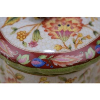 Porcelanowa Szkatuła z Różą - Kwiaty - Puzderko - Okucia z Brązu