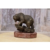 Niedźwiedź z Rybą - Niedźwiadek Miś - Sygnowana - Figura z Brązu Rzeźba