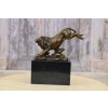 Skaczący Lew Tygrys - Figura z Brązu - Rzeźba - Marmur - Dekoracja