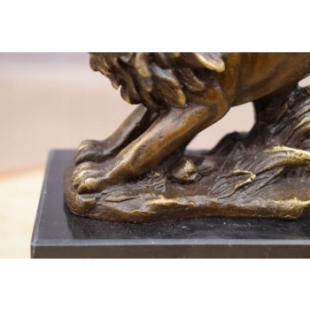 Skaczący Lew Tygrys - Figura z Brązu - Rzeźba - Marmur - Dekoracja