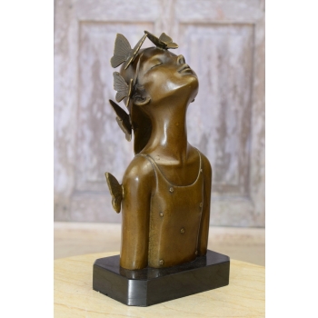 Dziewczynka z Motylami - Kobieta - Figura z Brązu Rzeźba - Dekoracja