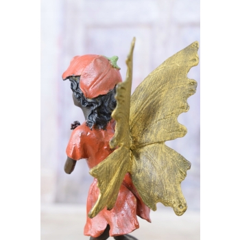 Wróżka w Czerwonej Sukience - Calineczka Elf - Figura z Brązu