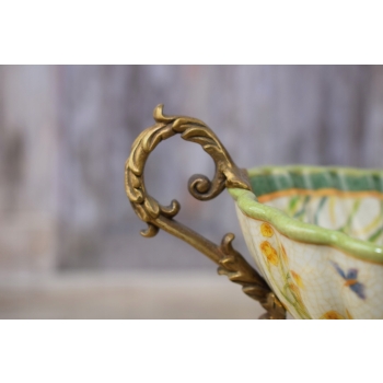 Patera Łabędzie - Porcelana Biała - Kwiaty - Porcelana + Brąz